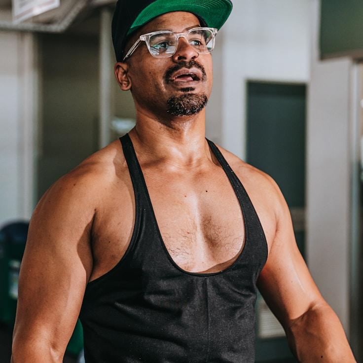 Weight training area with free weights and machines